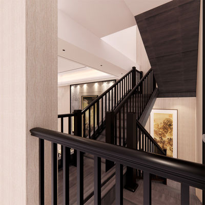 Barandillas de escalera de madera montadas en la pared para balcones de acero de diseño moderno y barandillas de aluminio