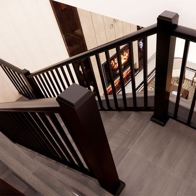 Barandillas de escalera de madera montadas en la pared para balcones de acero de diseño moderno y barandillas de aluminio