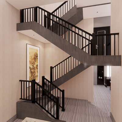 Barandillas de escalera de madera montadas en la pared para balcones de acero de diseño moderno y barandillas de aluminio