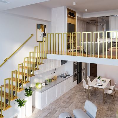 Manillar de acero inoxidable para decoración de escaleras interiores para fijación de paredes en apartamentos