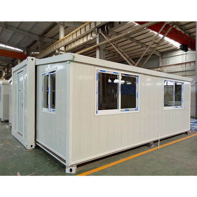 Contenedor de paquete plano exterior Casa prefabricada con panel de sandwich de acero ligero Casa modular