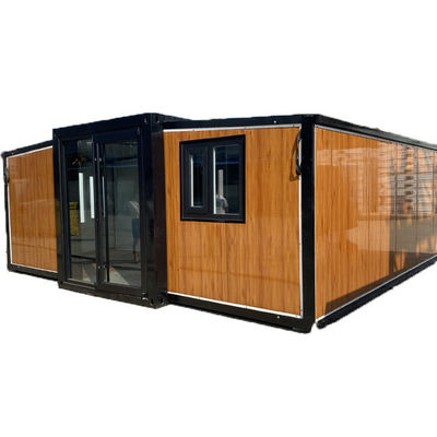 Casa de contenedores prefabricada impermeable con techo polígono y material de techo de vidrio templado