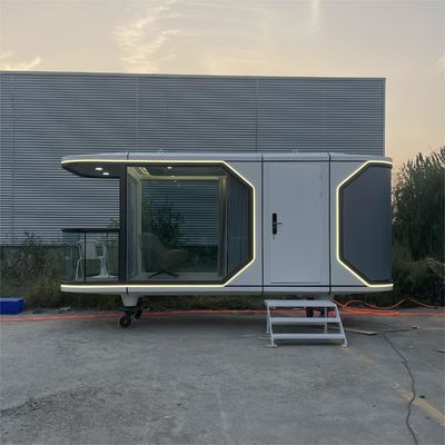 Pod de oficina de cápsula móvil de acero personalizable en diseño minimalista para vivir al aire libre