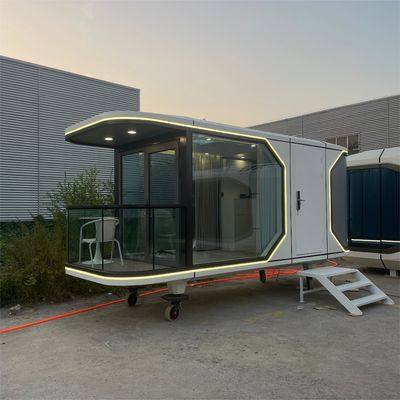 Pod de oficina de cápsula móvil de acero personalizable en diseño minimalista para vivir al aire libre